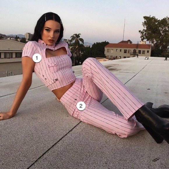 I.AM.GIA Pants - I.AM.GIA Pant Dominique Business Work Tapered Pink Pinstripe XS EUC